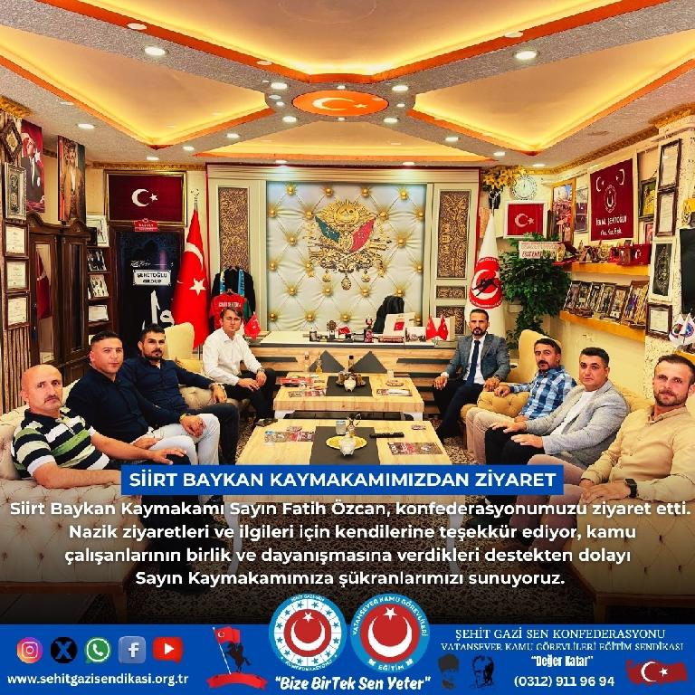 Genel Başkan Yardımcımız Şehitoğlu, Baykan Kaymakamı Fatih Özcan’ı Teşkilatımızda Ağırladı